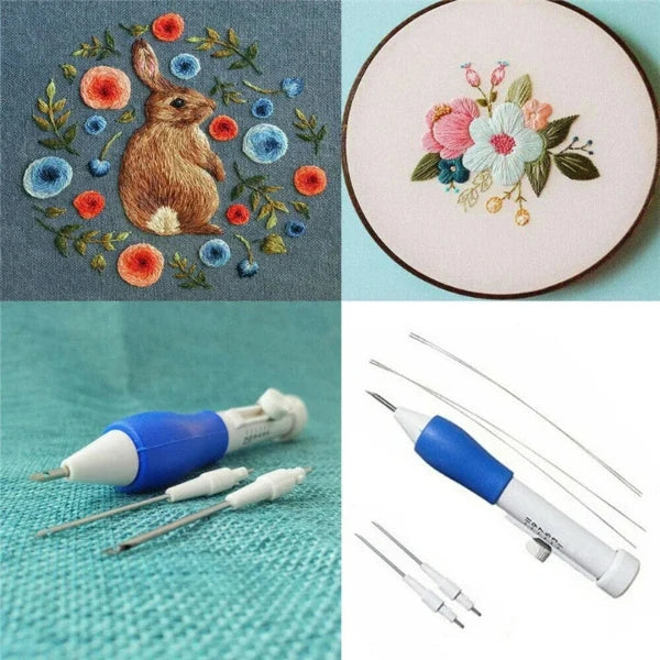 7-teiliges DIY-Stickerei-Punch-Needle-Kit – Perfekt für kreative Textilkunst in einer Box