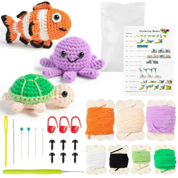 Ocean Häkel Beginner Crochet Kit – Perfektes Starter-Kit für Erwachsene Montessori DIY Materialien🌊