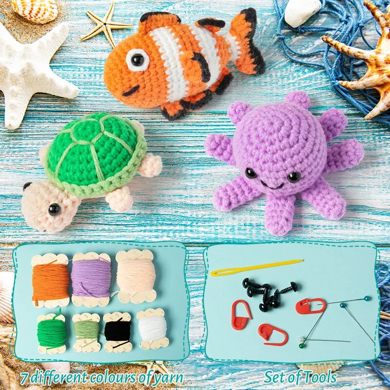 Ocean Häkel Beginner Crochet Kit – Perfektes Starter-Kit für Erwachsene Montessori DIY Materialien🌊